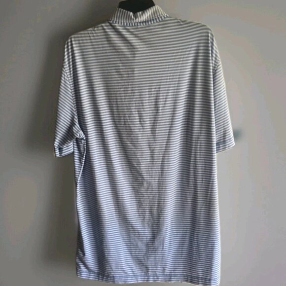 Peter Millar Summer Comfort Polo Shirt Mens Size Medium Blue/White Striped wLogo - Picture 2 of 4